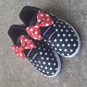 Disney Black and White Polka Dot Kids Sneakers with Red Bow